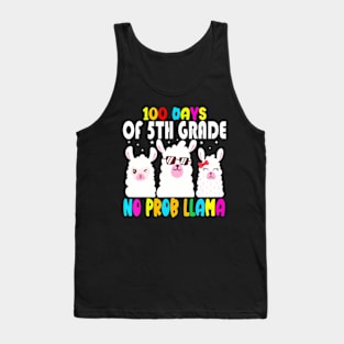 100Th Days Of 5Th Grade No Probllama Llama Teacher Tank Top